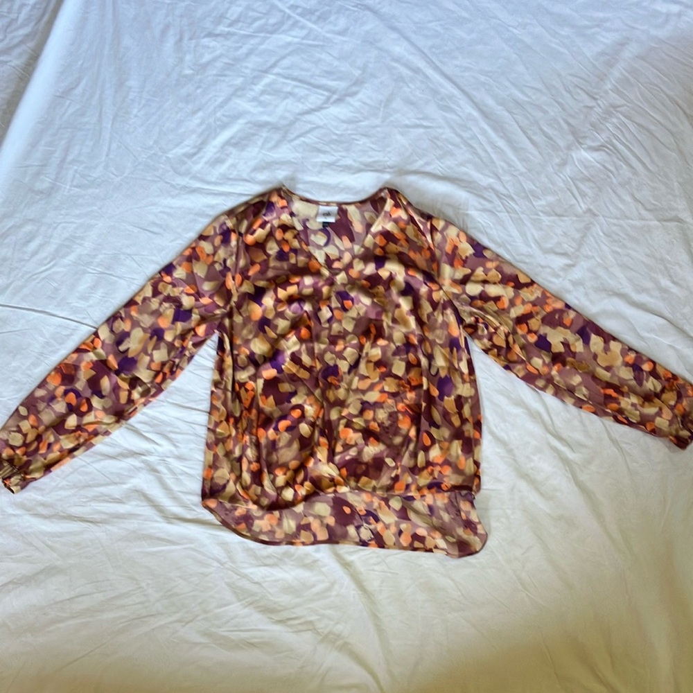 NWOT CAbi Tuck Top - Multicolor Blouse - Purple and Orange